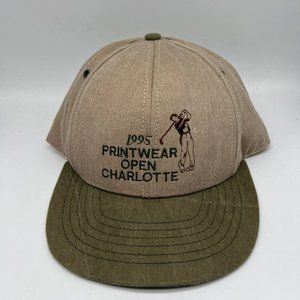 Vintage Printwear Open Charlotte SKM Hat Snapback Cap Brown New Men‎